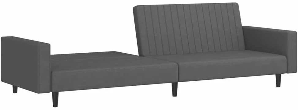 Dvivietė sofa-lova, tamsiai pilkos spalvos, aksomas
