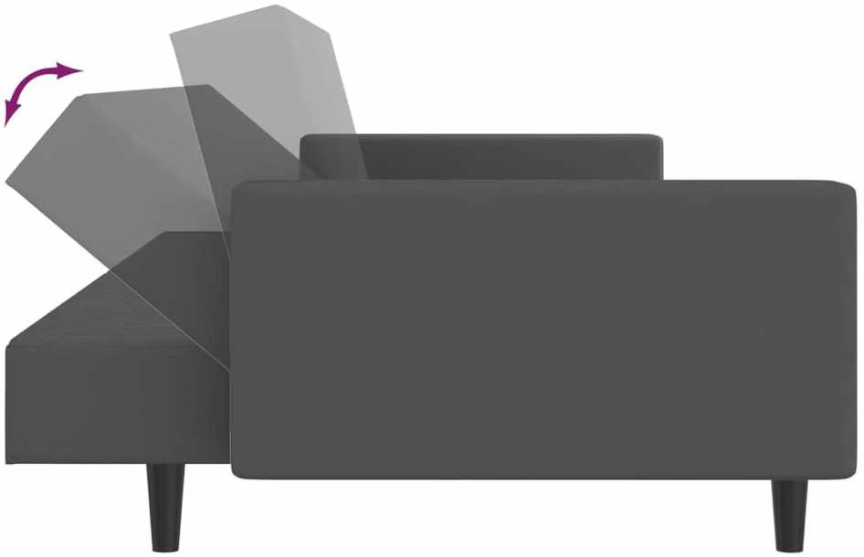 Dvivietė sofa-lova, tamsiai pilkos spalvos, aksomas