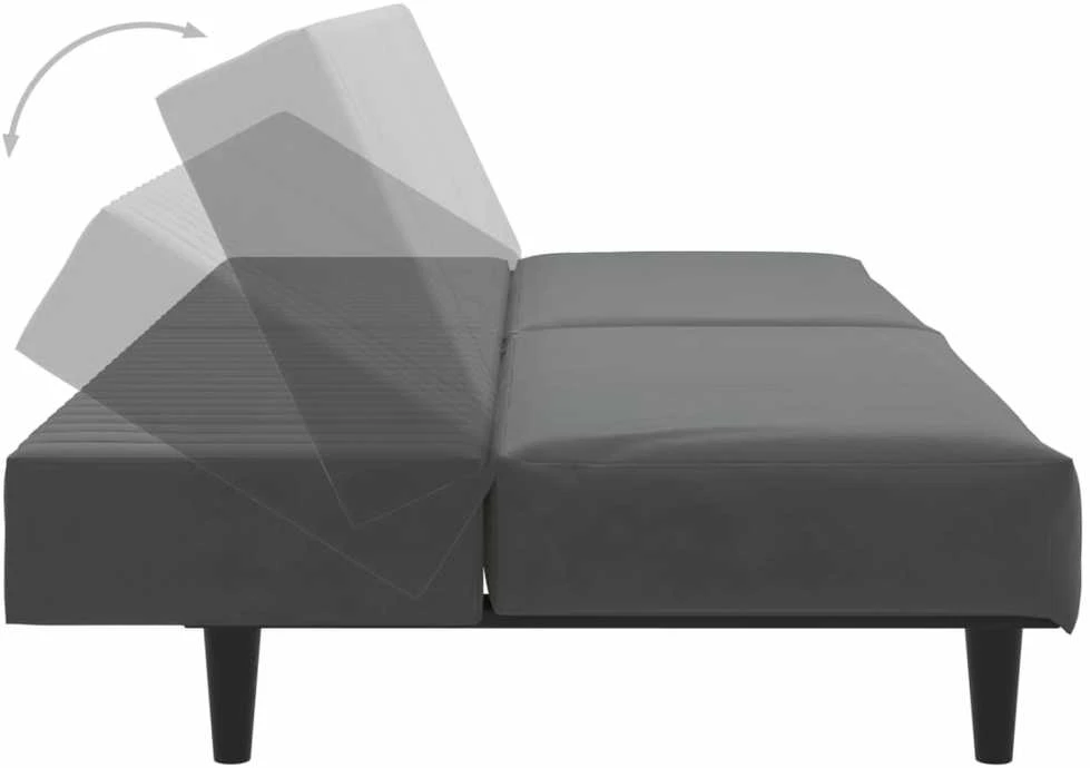 Dvivietė sofa-lova, tamsiai pilkos spalvos, aksomas