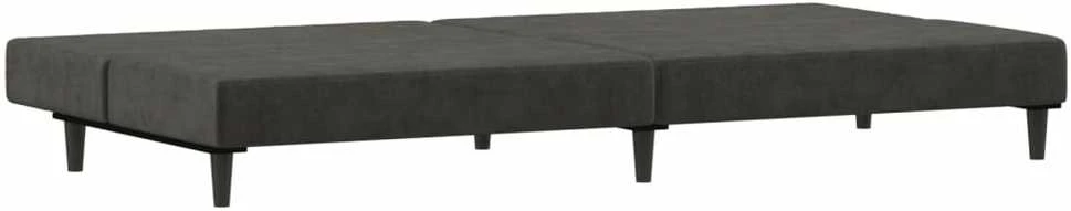 Dvivietė sofa-lova, tamsiai pilkos spalvos, aksomas