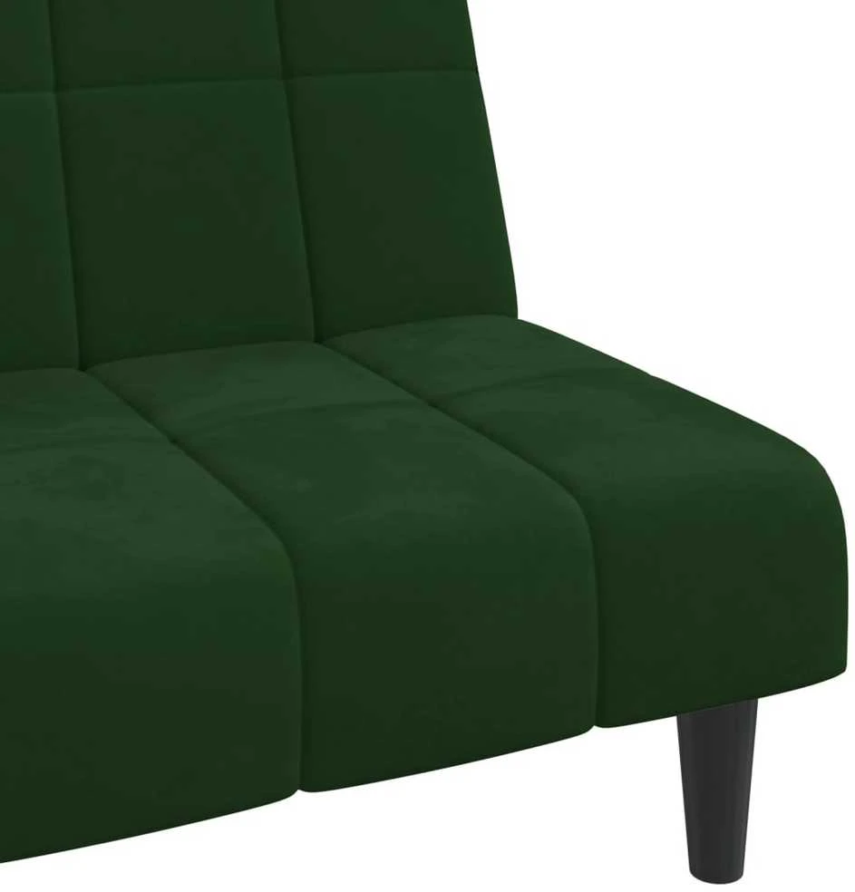 Dvivietė sofa-lova, tamsiai žalios spalvos, aksomas