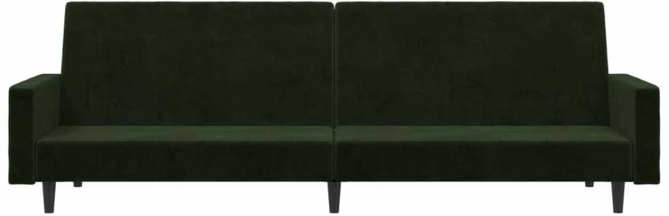 Dvivietė sofa-lova, tamsiai žalios spalvos, aksomas
