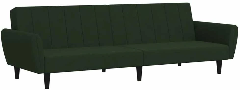 Dvivietė sofa-lova, tamsiai žalios spalvos, aksomas