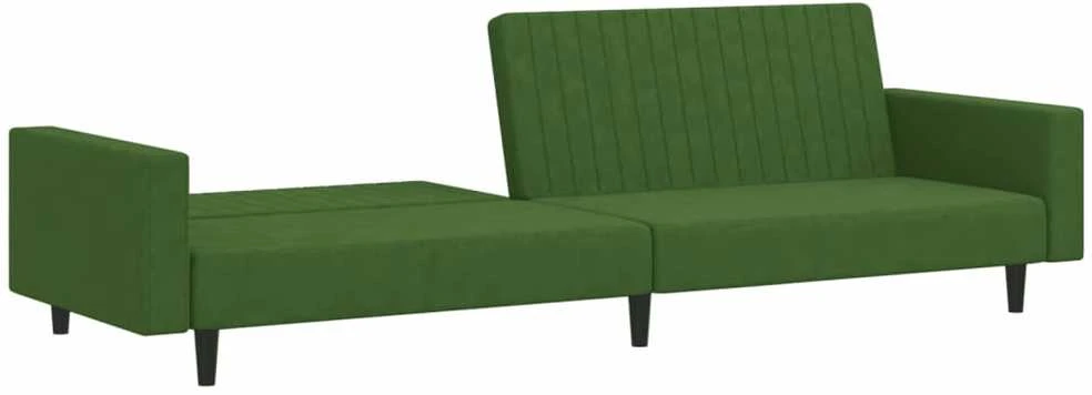 Dvivietė sofa-lova, tamsiai žalios spalvos, aksomas