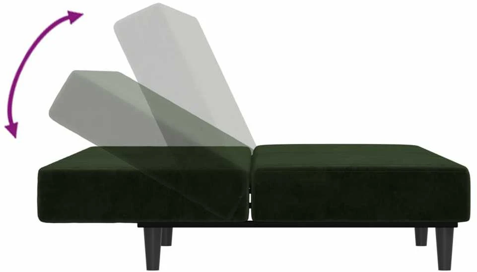 Dvivietė sofa-lova, tamsiai žalios spalvos, aksomas