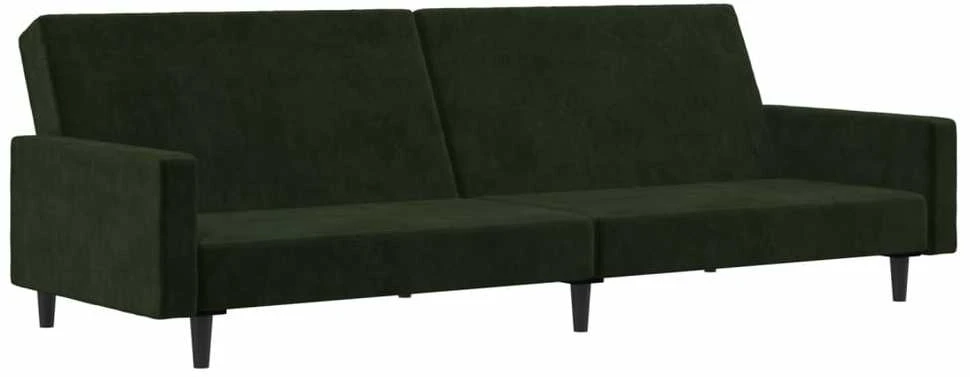Dvivietė sofa-lova, tamsiai žalios spalvos, aksomas