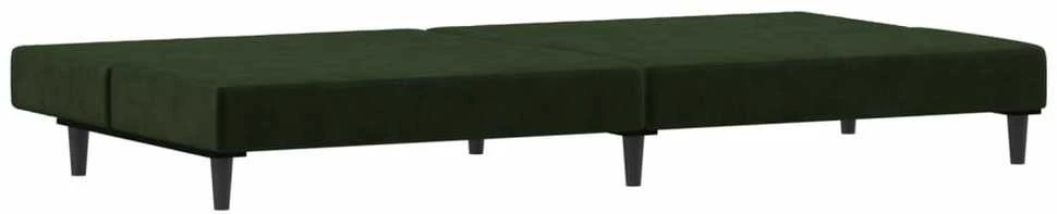 Dvivietė sofa-lova, tamsiai žalios spalvos, aksomas