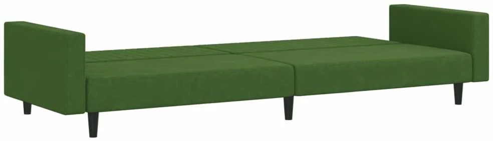 Dvivietė sofa-lova, tamsiai žalios spalvos, aksomas