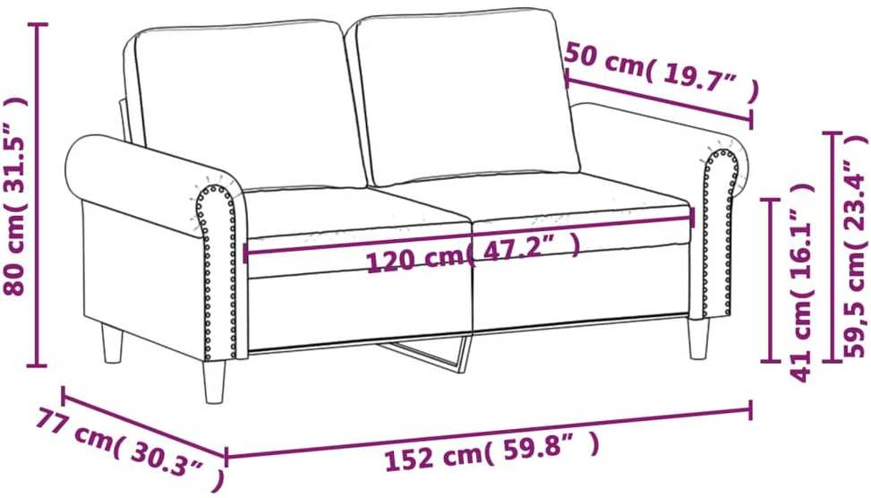 Dvivietė sofa, mėlynos spalvos, 120cm, aksomas