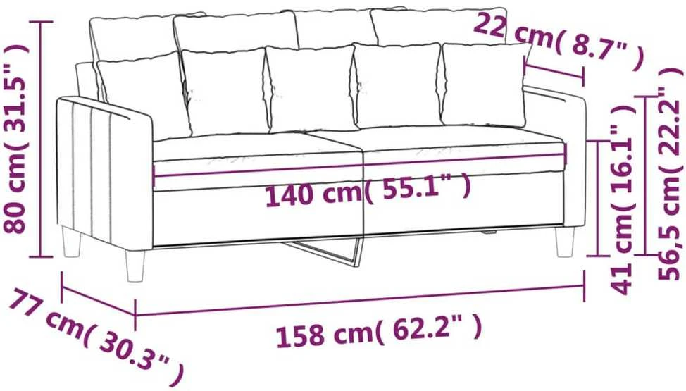 Dvivietė sofa, mėlynos spalvos, 140cm, aksomas