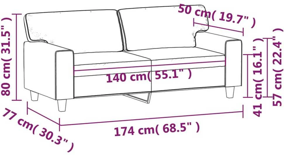 Dvivietė sofa, pilkos spalvos, 140cm, dirbtinė oda