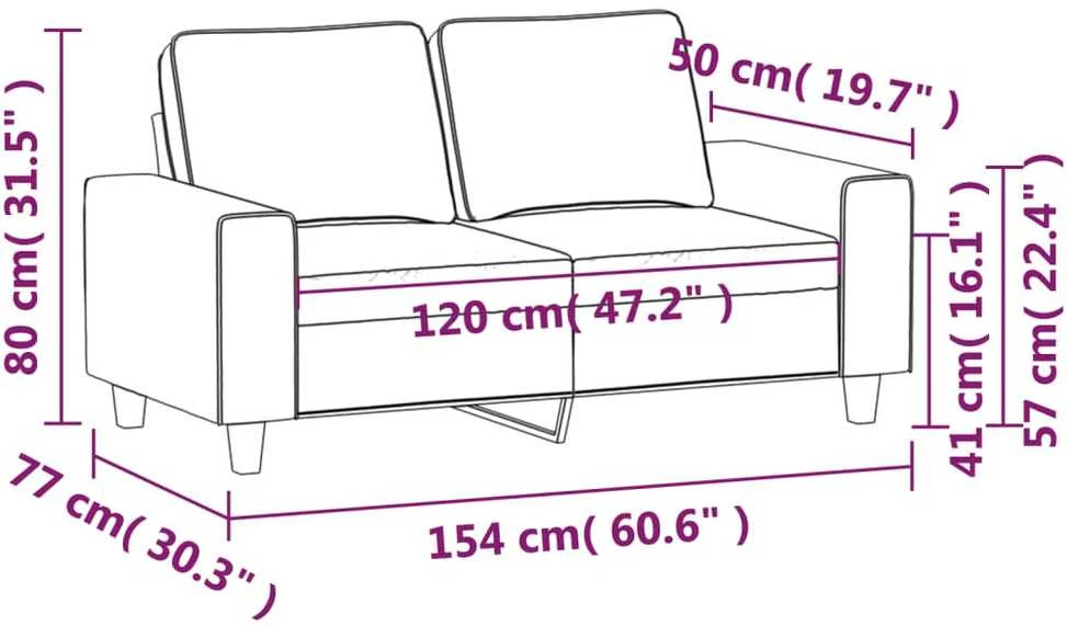 Dvivietė sofa, raudonojo vyno spalvos, 120cm, audinys