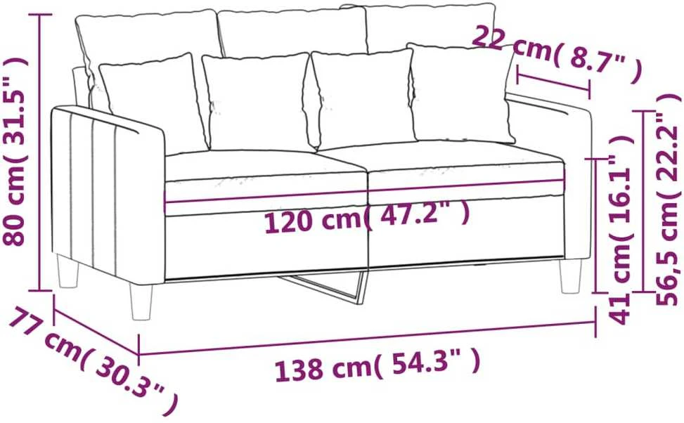 Dvivietė sofa, raudonojo vyno spalvos, 120cm, aksomas