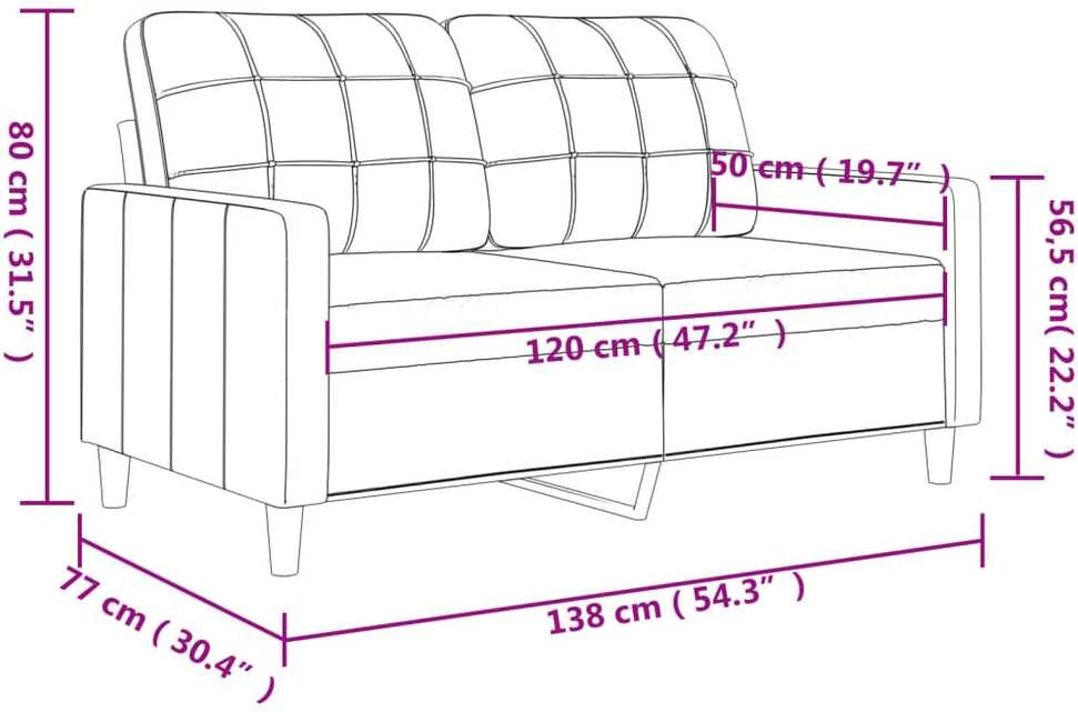 Dvivietė sofa, raudonojo vyno spalvos, 120cm, audinys