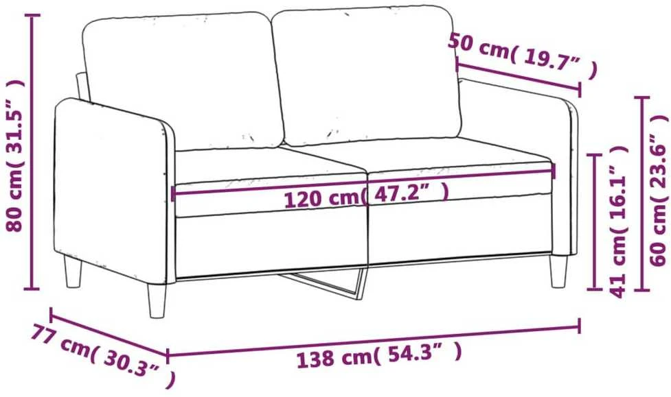 Dvivietė sofa, rudos spalvos, 120cm, aksomas
