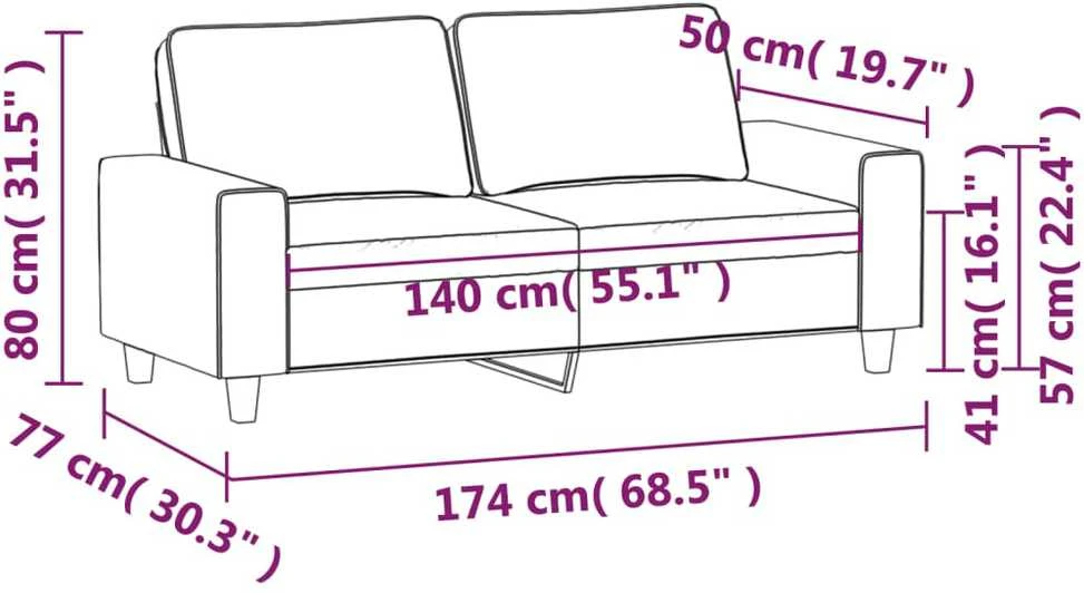 Dvivietė sofa, rudos spalvos, 140cm, audinys