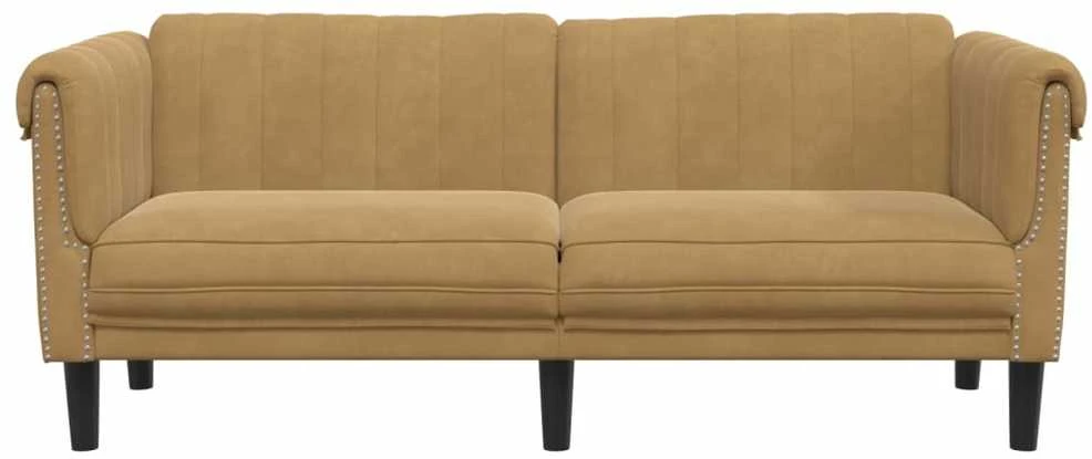 Dvivietė sofa, rudos spalvos, dirbtinė versta oda
