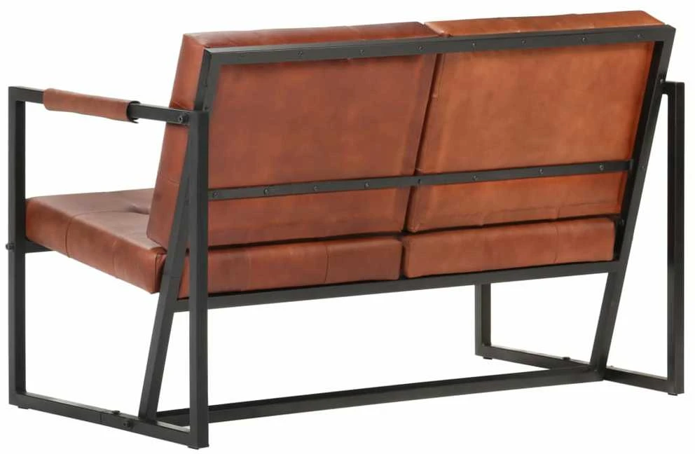 Dvivietė sofa, rudos spalvos, tikra ožkos oda