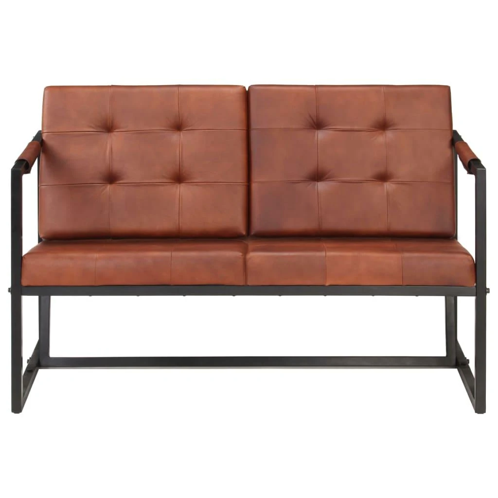 Dvivietė sofa, rudos spalvos, tikra ožkos oda