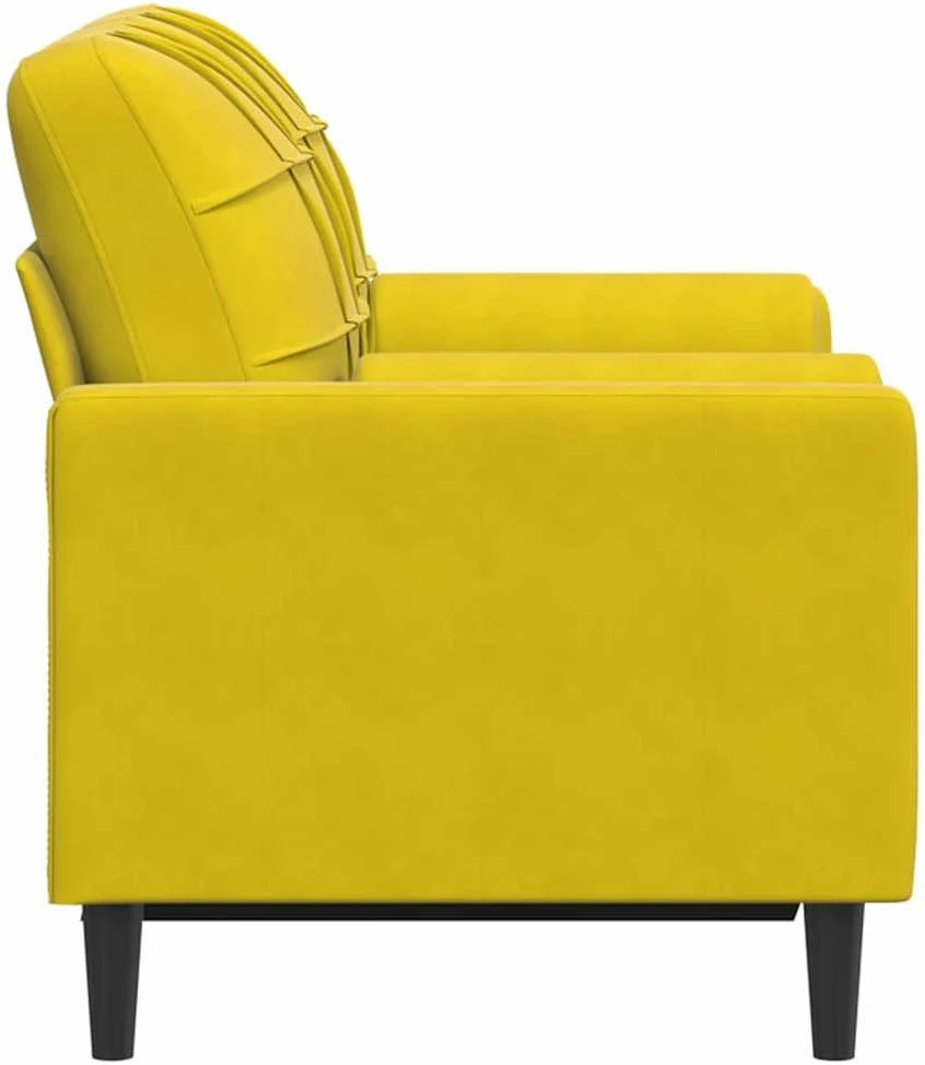 Dvivietė sofa su pagalvėlėmis, geltonos spalvos, 120cm, aksomas