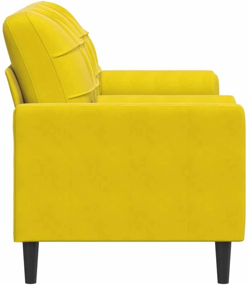 Dvivietė sofa su pagalvėlėmis, geltonos spalvos, 140cm, aksomas