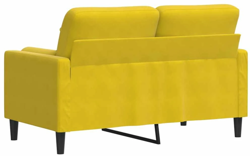 Dvivietė sofa su pagalvėlėmis, geltonos spalvos, 120cm, aksomas