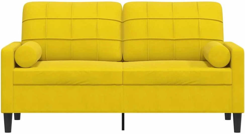 Dvivietė sofa su pagalvėlėmis, geltonos spalvos, 140cm, aksomas