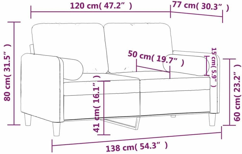 Dvivietė sofa su pagalvėlėmis, geltonos spalvos, 120cm, aksomas