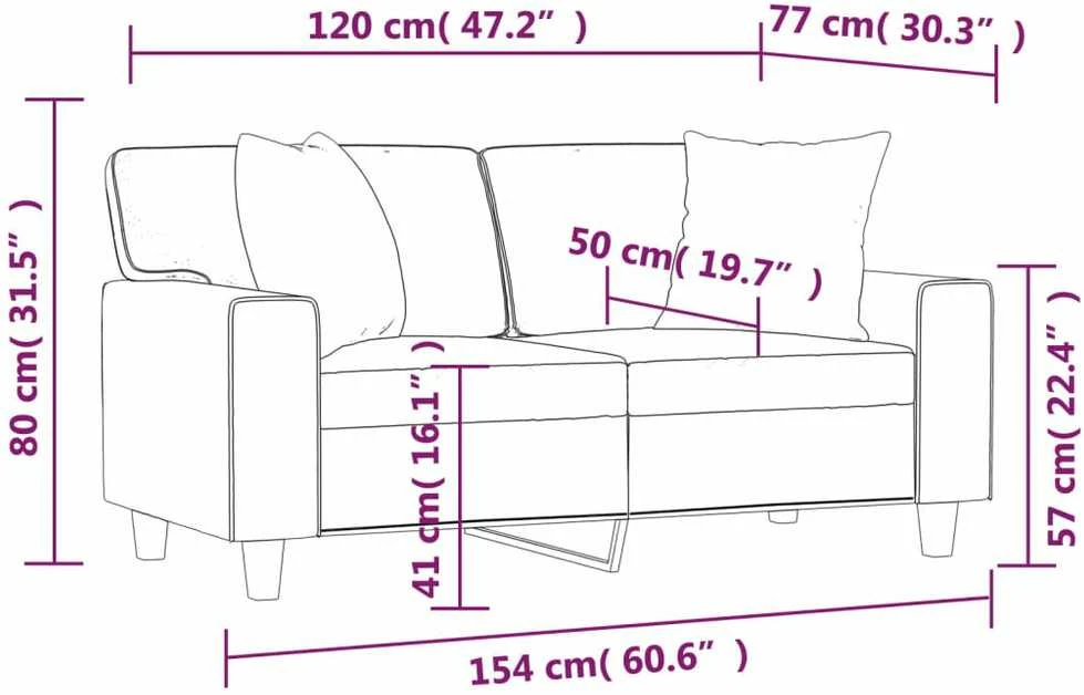 Dvivietė sofa su pagalvėlėmis, juoda, 120cm, dirbtinė oda
