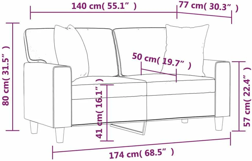 Dvivietė sofa su pagalvėlėmis, juoda, 140cm, dirbtinė oda