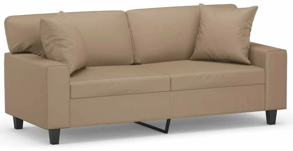 Dvivietė sofa su pagalvėlėmis, kapučino, 140cm, dirbtinė oda