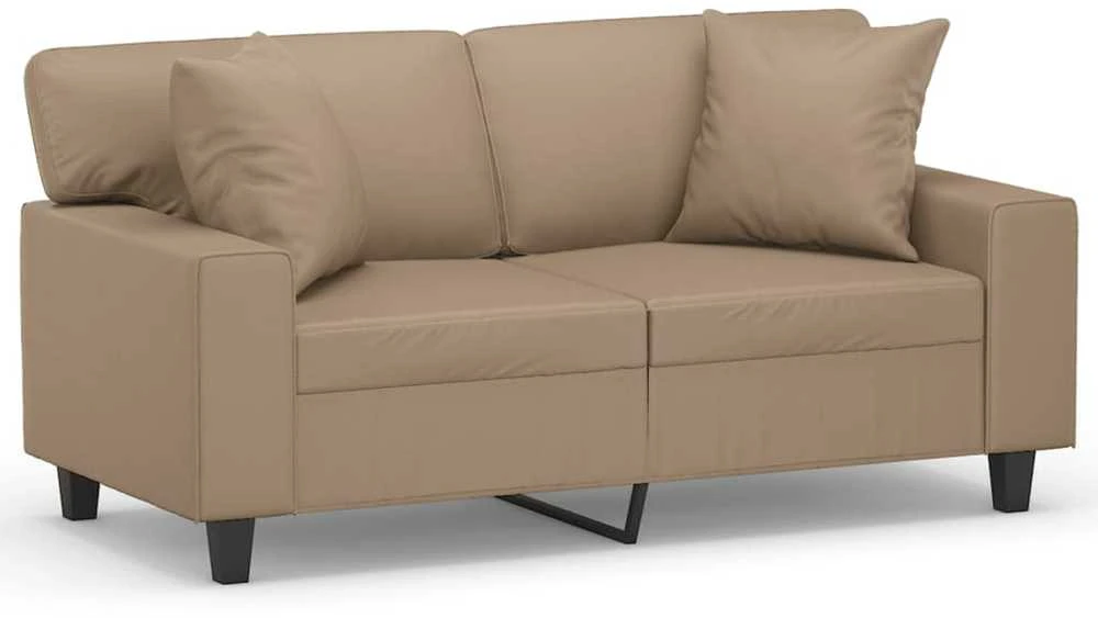 Dvivietė sofa su pagalvėlėmis, kapučino, 120cm, dirbtinė oda