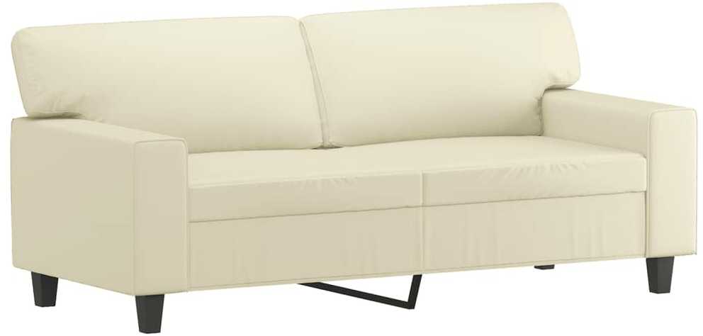 Dvivietė sofa su pagalvėlėmis, kreminė, 140cm, dirbtinė oda