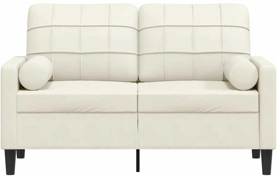 Dvivietė sofa su pagalvėlėmis, kreminės spalvos, 120cm, aksomas