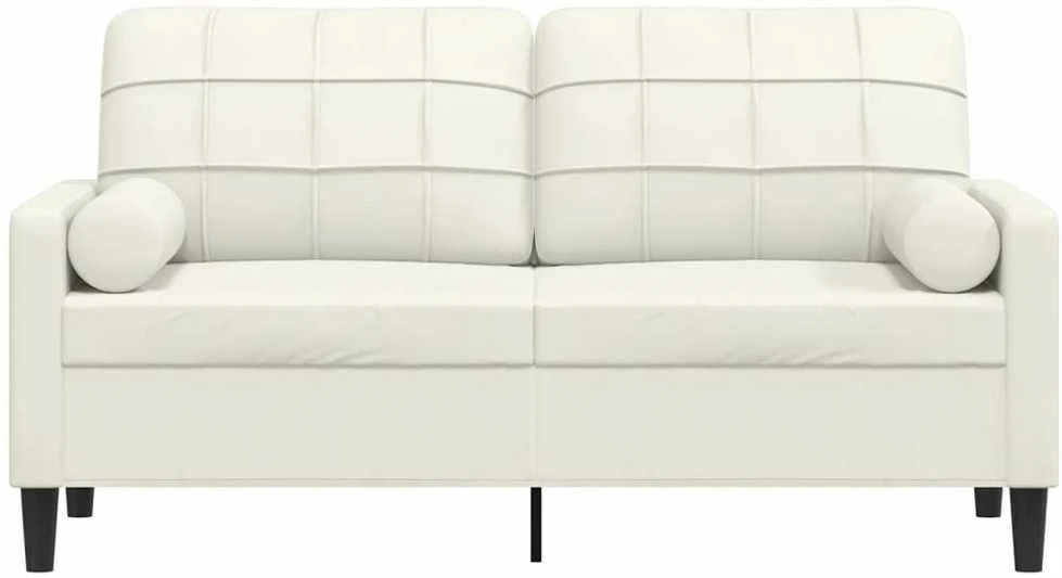 Dvivietė sofa su pagalvėlėmis, kreminės spalvos, 140cm, aksomas