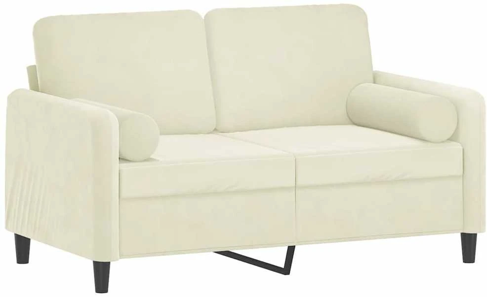Dvivietė sofa su pagalvėlėmis, kreminės spalvos, 120cm, aksomas