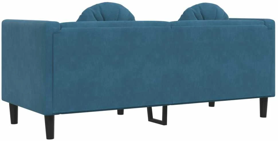 Dvivietė sofa su pagalvėlėmis, mėlynos spalvos, aksomas
