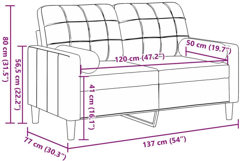 Dvivietė sofa su pagalvėlėmis, mėlynos spalvos, 120cm, aksomas
