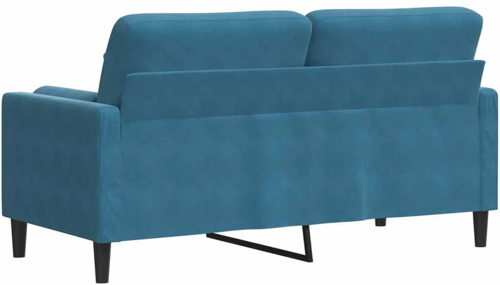 Dvivietė sofa su pagalvėlėmis, mėlynos spalvos, 140cm, aksomas