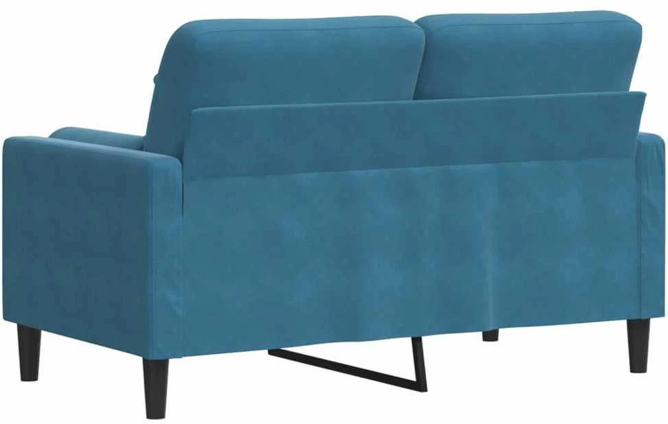 Dvivietė sofa su pagalvėlėmis, mėlynos spalvos, 120cm, aksomas