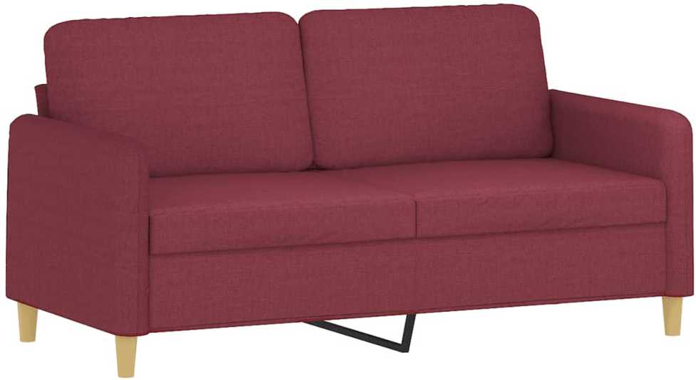 Dvivietė sofa su pagalvėlėmis, raudonojo vyno, 140cm, audinys