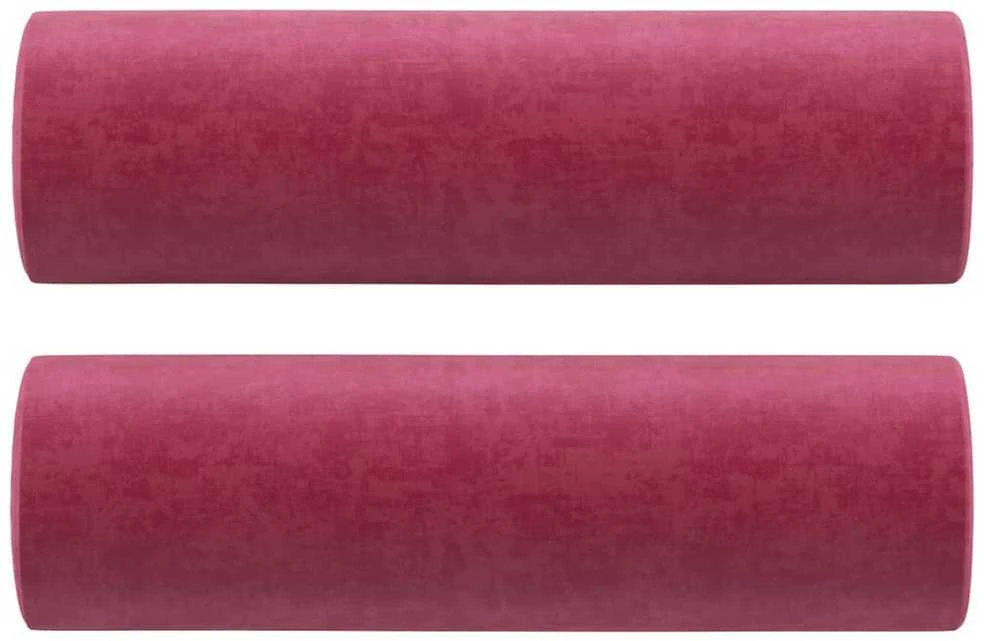 Dvivietė sofa su pagalvėlėmis, raudonojo vyno, 140cm, aksomas
