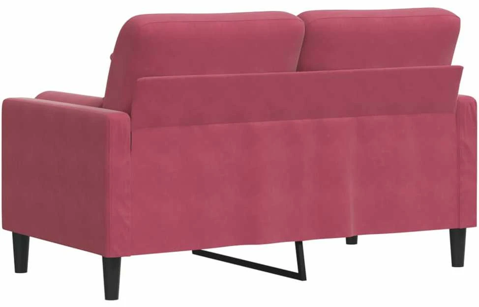 Dvivietė sofa su pagalvėlėmis, raudonojo vyno, 120cm, aksomas