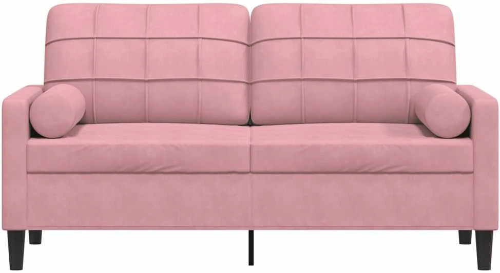 Dvivietė sofa su pagalvėlėmis, rožinės spalvos, 140cm, aksomas