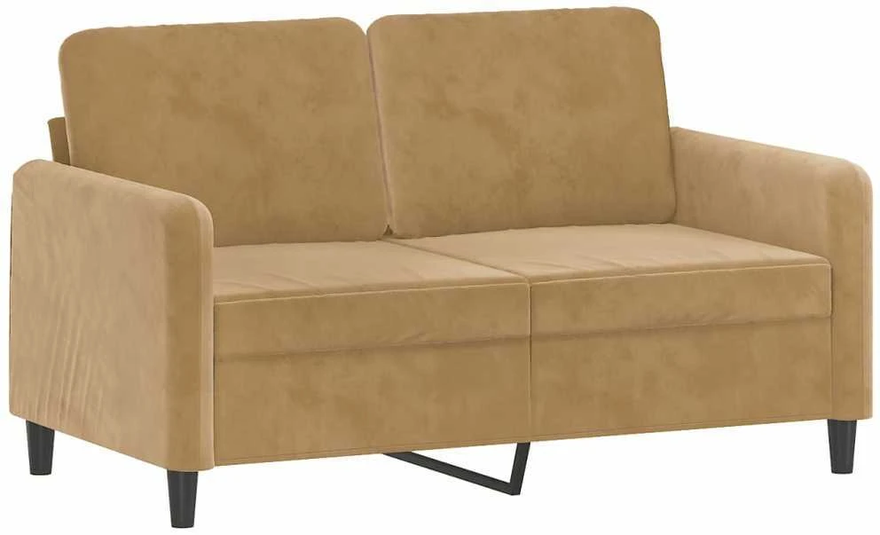 Dvivietė sofa su pagalvėlėmis, rudos spalvos, 120cm, aksomas