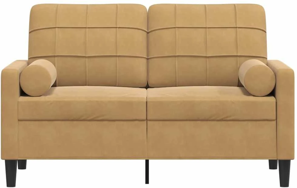 Dvivietė sofa su pagalvėlėmis, rudos spalvos, 120cm, aksomas