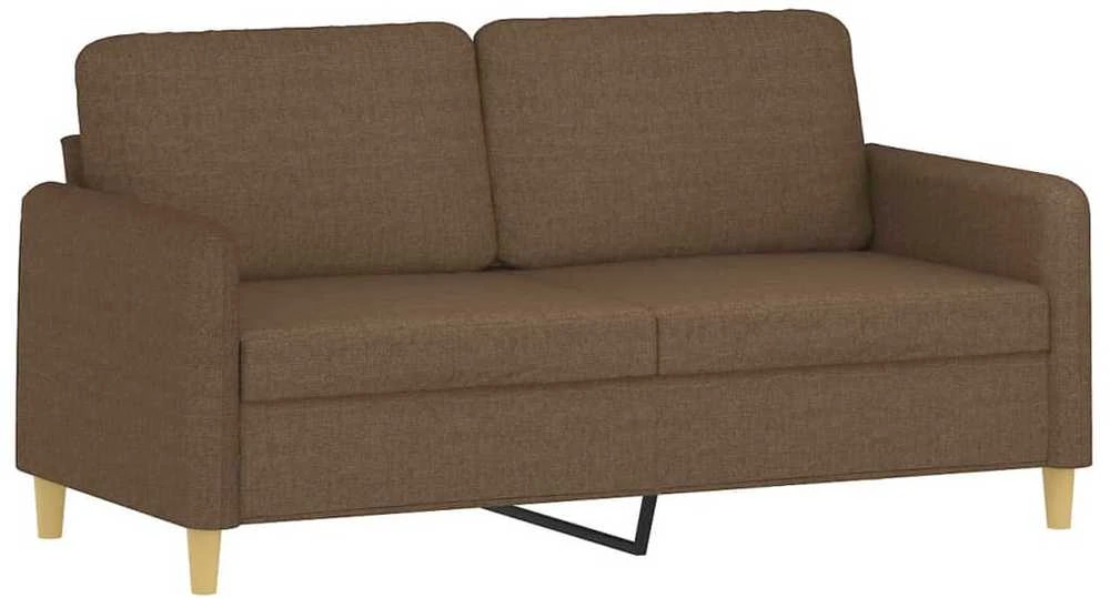Dvivietė sofa su pagalvėlėmis, rudos spalvos, 140cm, audinys