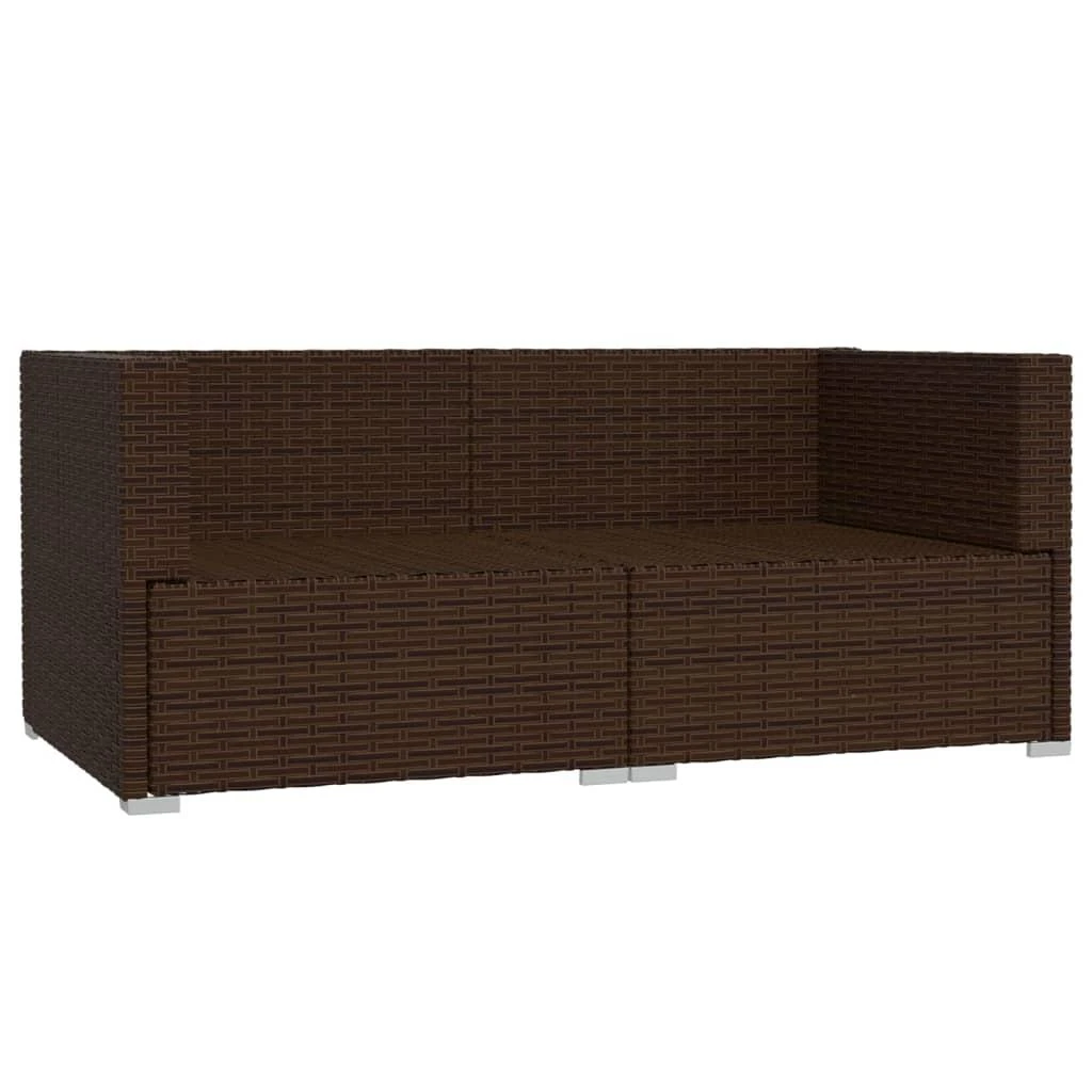 Lauko baldų komplektas Dvivietė sofa su pagalvėlėmis, rudos spalvos, poliratanas