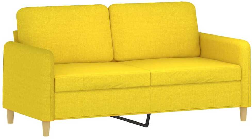 Dvivietė sofa su pagalvėlėmis, šviesiai geltona, 140cm, audinys