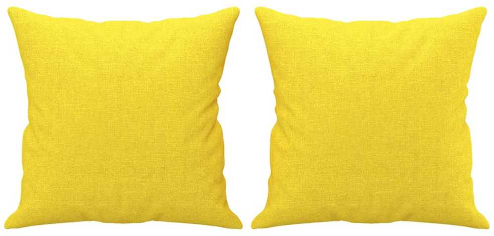 Dvivietė sofa su pagalvėlėmis, šviesiai geltona, 120cm, audinys